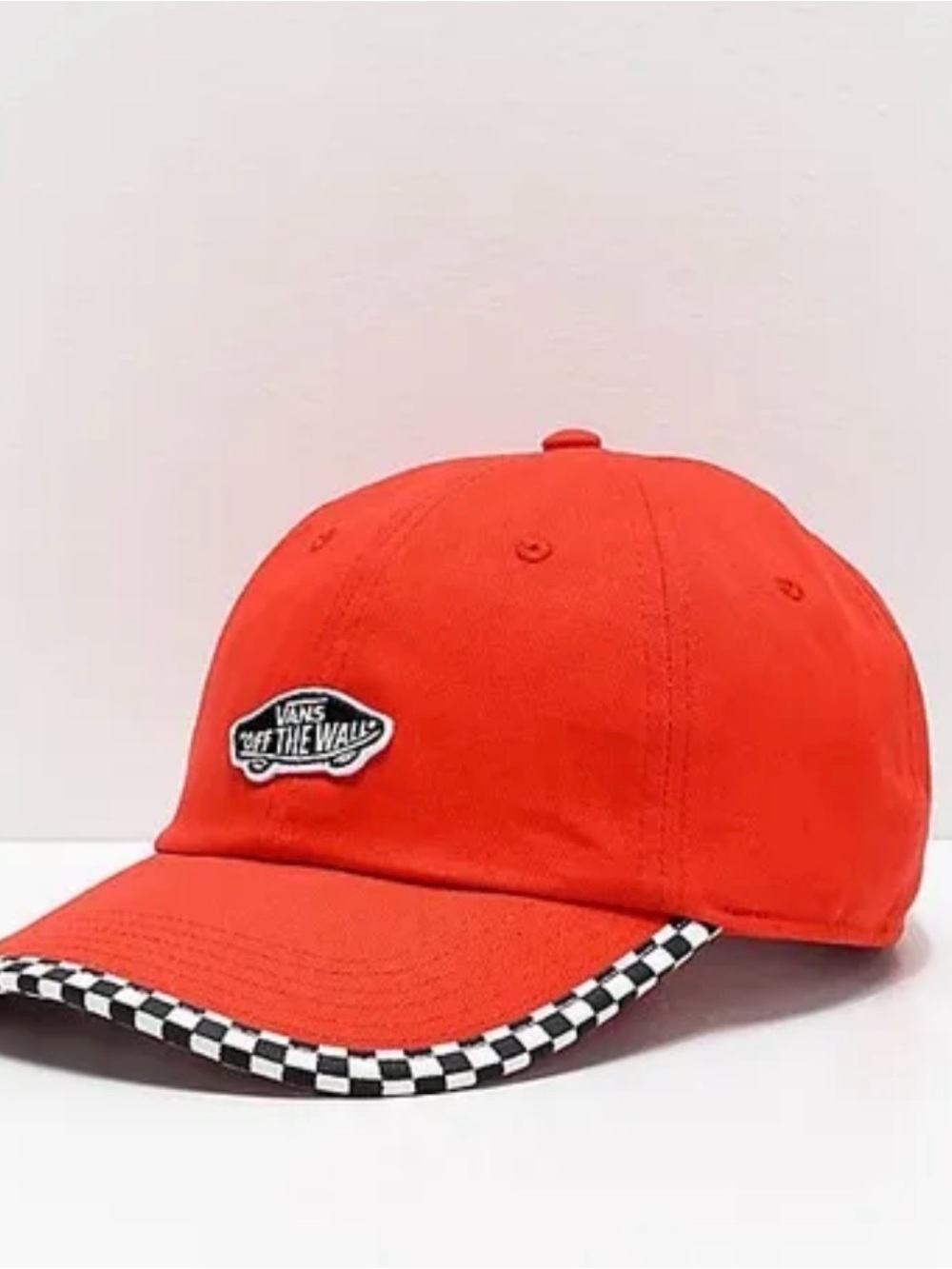Vans Red Cap with Checkerboard Trim